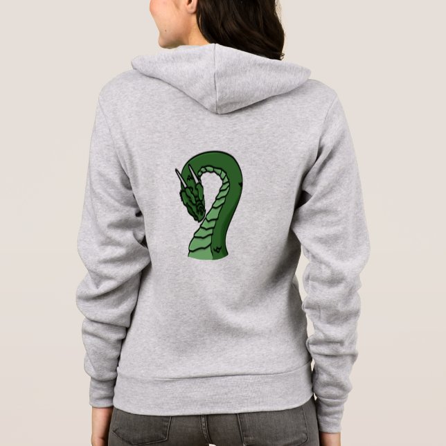 Emerald Green Dragon Fantasy Emblem mit Buch Hoodie (Rückseite)