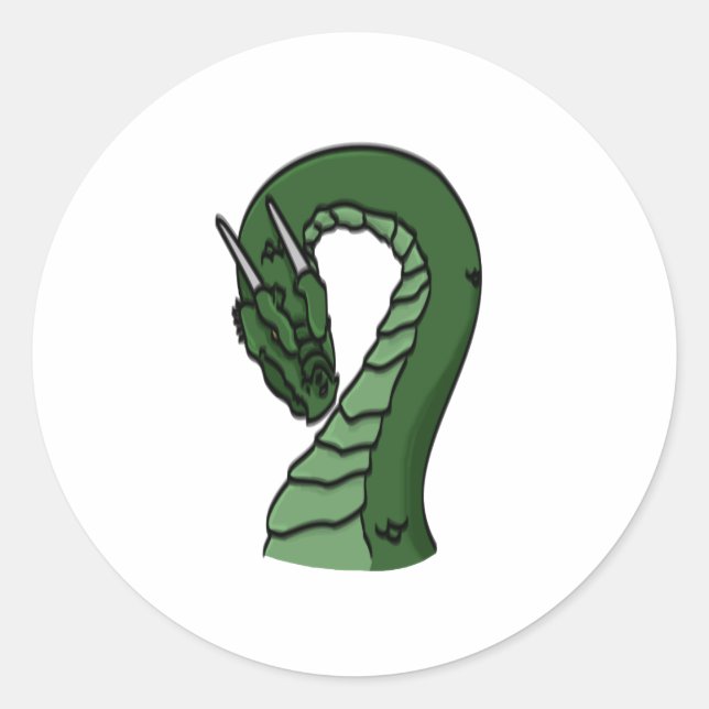 Emerald Green Dragon Fantasy Emblem Runder Aufkleber (Vorderseite)