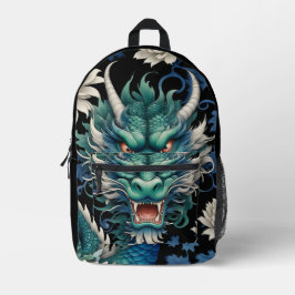 Emerald Green Dragon Print Cut Nähtasche Bedruckter Rucksack