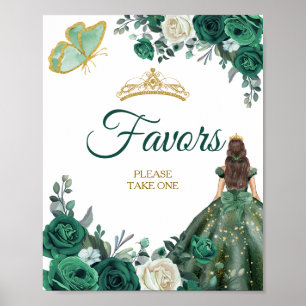 Emerald Green Dress Quinceañera Favoriten Poster