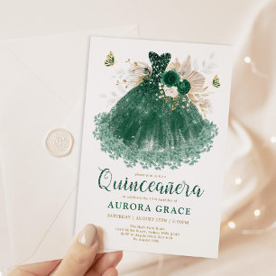 Emerald Green Dress Quinceañera Mis Quince 15 Años Einladung