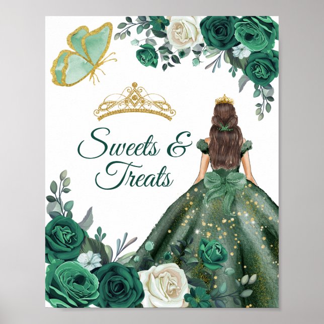 Emerald Green Dress Quinceañera Sweet Leckereien Poster (Vorne)