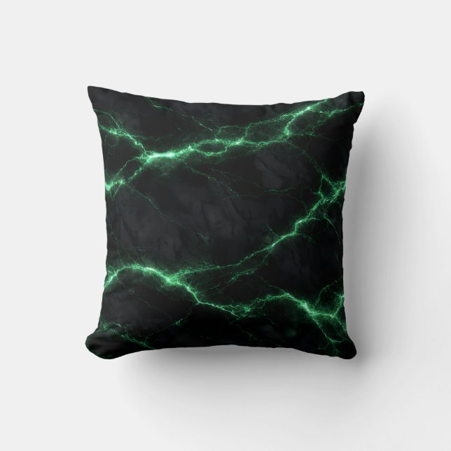 Emerald Green Electric Marble Throw Pillow Kissen (Vorderseite)