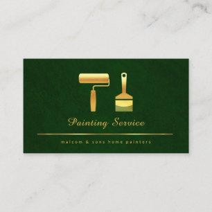 Emerald Green Elegance Gold Brushes Visitenkarte