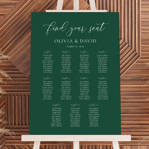 Emerald Green Elegant 11 Tabelle Seating Chart Poster
