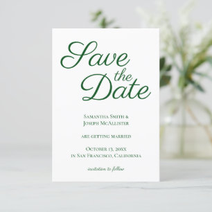 Emerald Green Elegant Calligraphy Save the Date Einladung