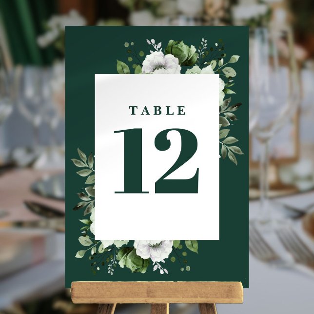 Emerald Green Elegant Country Floral Tischnummer (Emerald Green Elegant Country Floral Table Number)