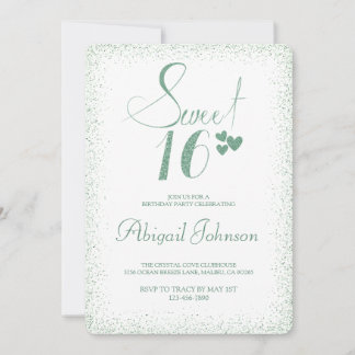Emerald Green Elegant Girls Sweet 16 Geburtstag Einladung