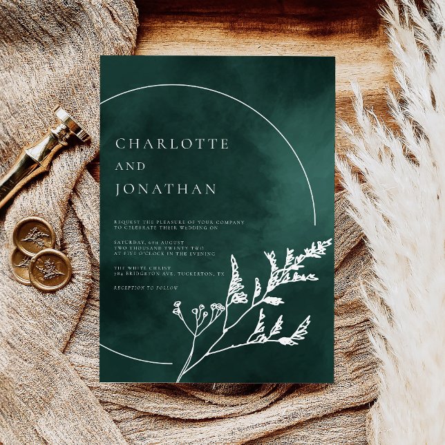 Emerald Green Elegant Greenerity Wedding Einladung (Von Creator hochgeladen)