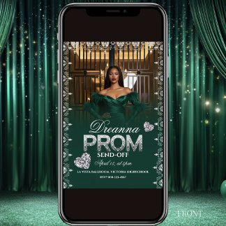 Emerald Green Elegant Prom Send-Off Invitation Einladung