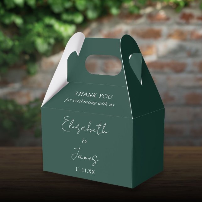 Emerald Green Elegant Script Wedding Vielen Dank Geschenkschachtel (Emerald Green Elegant Script Wedding Thank You Favor Boxes)