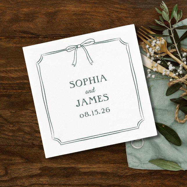 Emerald Green Elegant Whimsical Simple Bow Wedding Serviette (Von Creator hochgeladen)