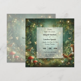 Emerald Green Enchanted Forest Wedding Einladung