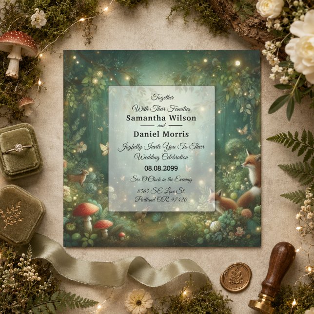 Emerald Green Enchanted Forest Wedding Einladung (Von Creator hochgeladen)