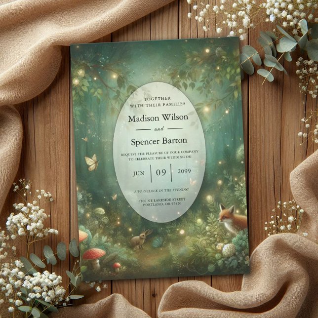 Emerald Green Enchanted Forest Wedding Einladung (Von Creator hochgeladen)