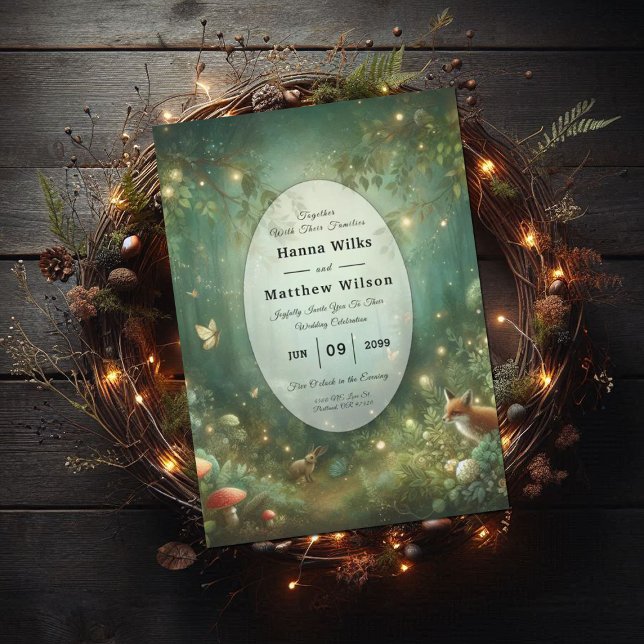Emerald Green Enchanted Forest Wedding Einladung (Von Creator hochgeladen)