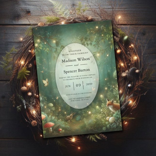 Emerald Green Enchanted Forest Wedding Einladung (Von Creator hochgeladen)