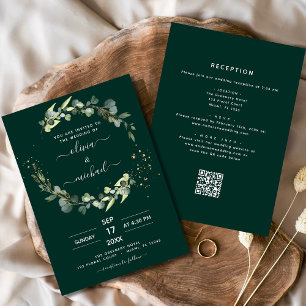 Emerald Green Eucalyptus QR Code Wedding Einladung