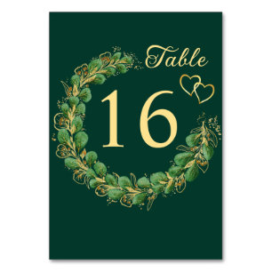 Emerald Green Eucalyptus Wreath Jewel Tone Wedding Tischnummer