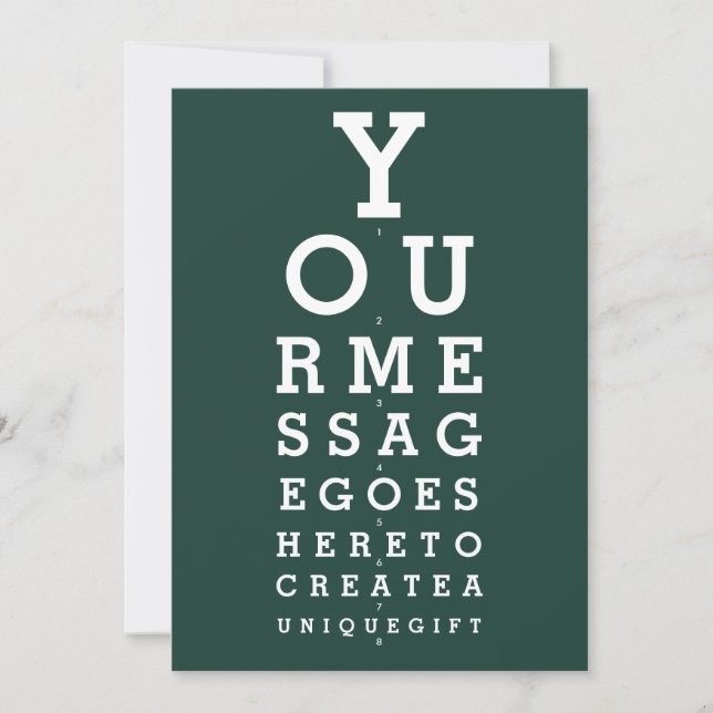Emerald Green Eyesight-Chart für benutzerdefiniert Einladung (Vorderseite)