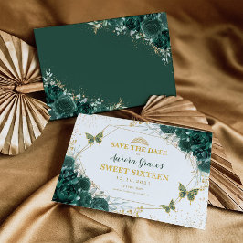 Emerald Green Floral 16 . Geburtstag Save the Date Ankündigung