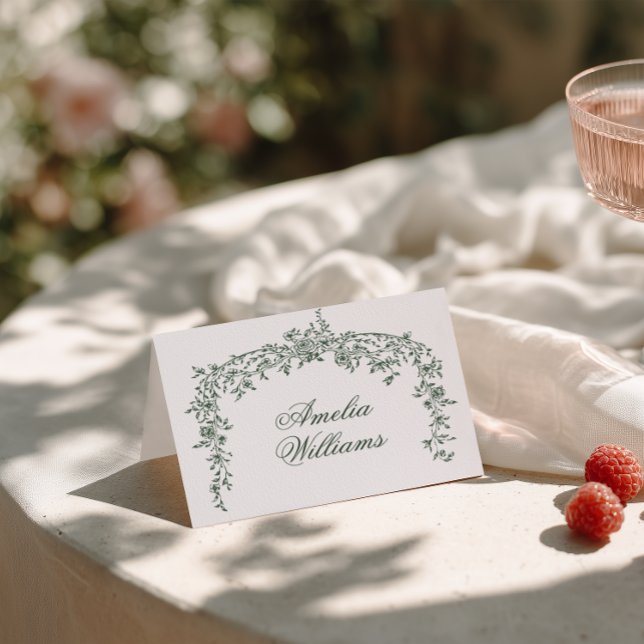 Emerald Green Floral Boho Chic Wedding Place Cards Tischnummer (Von Creator hochgeladen)