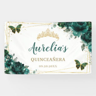 Emerald Green Floral Butterfells Begrüßungskulisse Banner