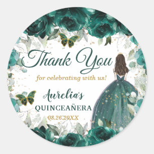 Emerald Green Floral Butterfells Fürstin Runder Aufkleber