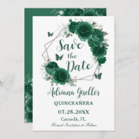 Emerald Green Floral Butterflies Sweet 16 Birthday