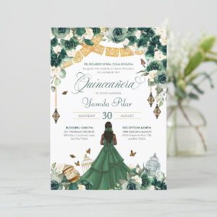 Emerald Green Floral Butterfly Elegant Stille 15. Einladung