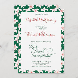 Emerald Green Floral Commitment Zeremonie Einladung