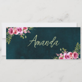 Emerald Green Floral Dark Moody Wedding Platzkarte