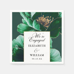 Emerald Green Floral Elegante Engagement Party Serviette