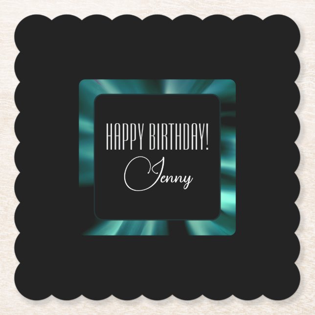 Emerald Green Floral - Elegantes, modernes Design Untersetzer (Vorderseite)