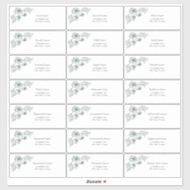 Emerald Green Floral Line Art Guest Address Aufkleber