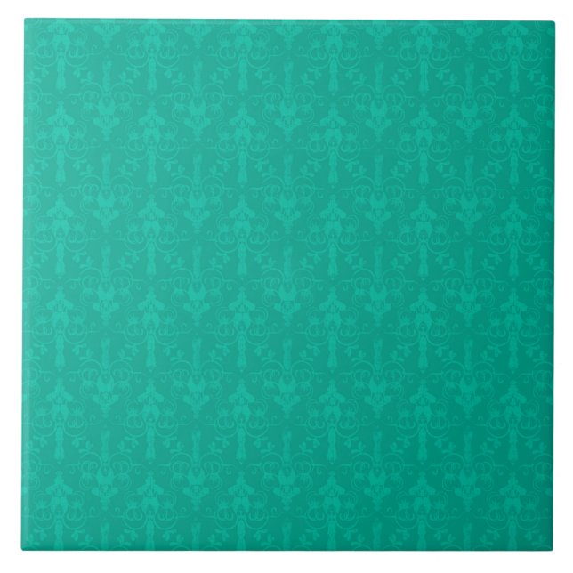 Emerald Green Floral Pattern Fliese (Vorderseite)