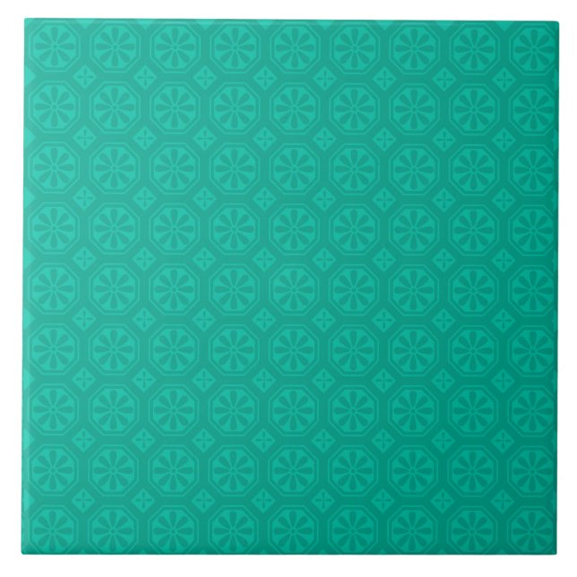 Emerald Green Floral Pattern Fliese (Vorderseite)