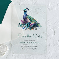 Emerald Green Floral Peacock Hochzeit retten Datum