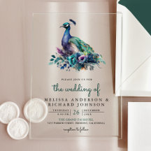 Emerald Green Floral Peacock Wedding