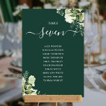 Emerald Green Floral Plan Tischnummer<br><div class="desc">Diese eleganten smaragdgrünen botanischen Blätter Hochzeitsfeiern können mit dem Sitzplan Set Ihrer Gäste in schicken Typografie personalisiert werden. Die Karten werden auf der Vorder- und Rückseite gedruckt (doppelseitig). Entwickelt von Thisisnotme©</div>