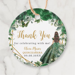 Emerald Green Floral Princess Gold Quinceañera Geschenkanhänger