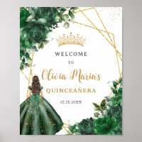 Emerald Green Floral Princess Quinceañera Willkomm