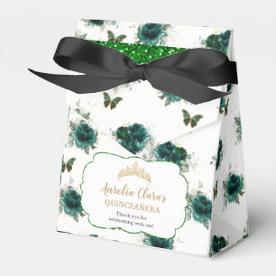 Emerald Green Floral Quinceañera Crown Butterflieg Geschenkschachtel