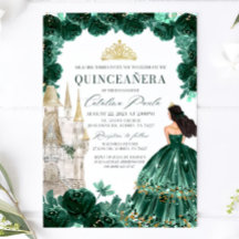 Emerald Green Floral Quinceanera Einladung Burg