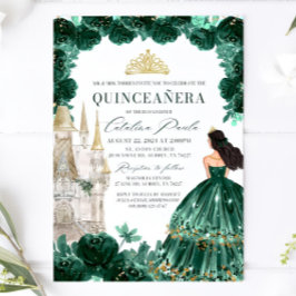 Emerald Green Floral Quinceanera Einladung Burg