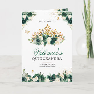 Emerald Green Floral Tiara Butterfly Quinceanera Programm