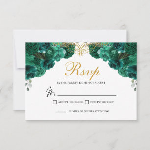Emerald Green Floral UAWG Enclosure Card RSVP Karte