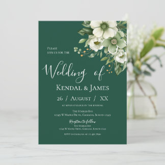 Emerald Green Floral Wedding Einladung