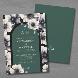 Emerald Green Floral Wedding Einladung