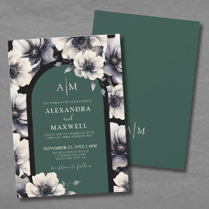 Emerald Green Floral Wedding Einladung
